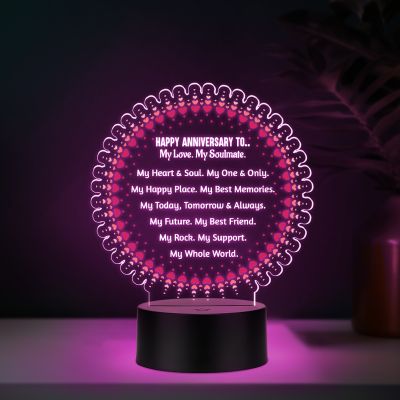 Couples Led Night Lamp Gift Item for Wedding, Anniversary, Birthday & Valentine's Day Romantic Gift for Couples Multicolored Light (My Soulmate)